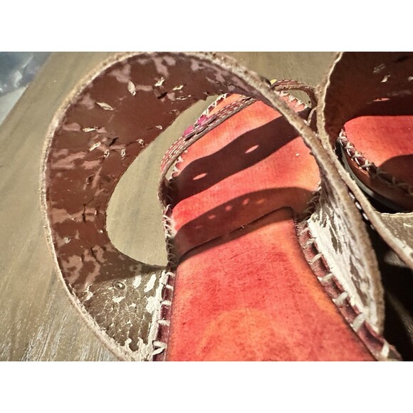 Spring step 42 sandals, Red Leather With Flowers *READ - Picture 8 of 8